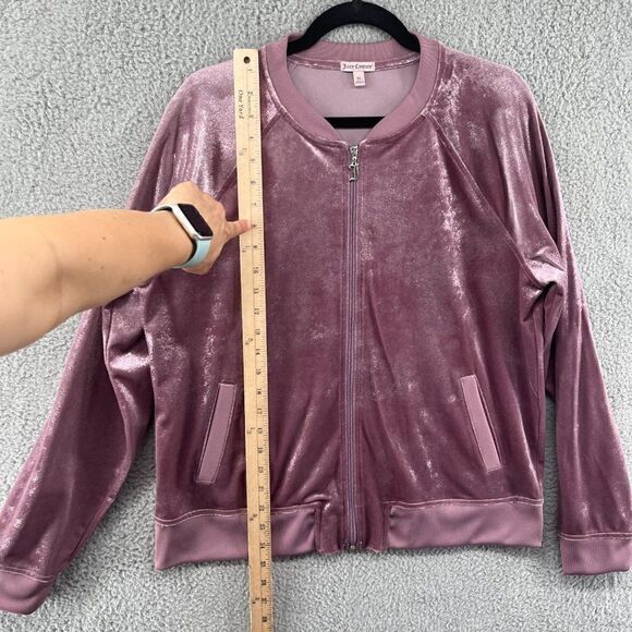 VTG Y2K Juicy Couture Lilac Shimmer Zip Up Velour Track Jacket - Picture 8 of 14
